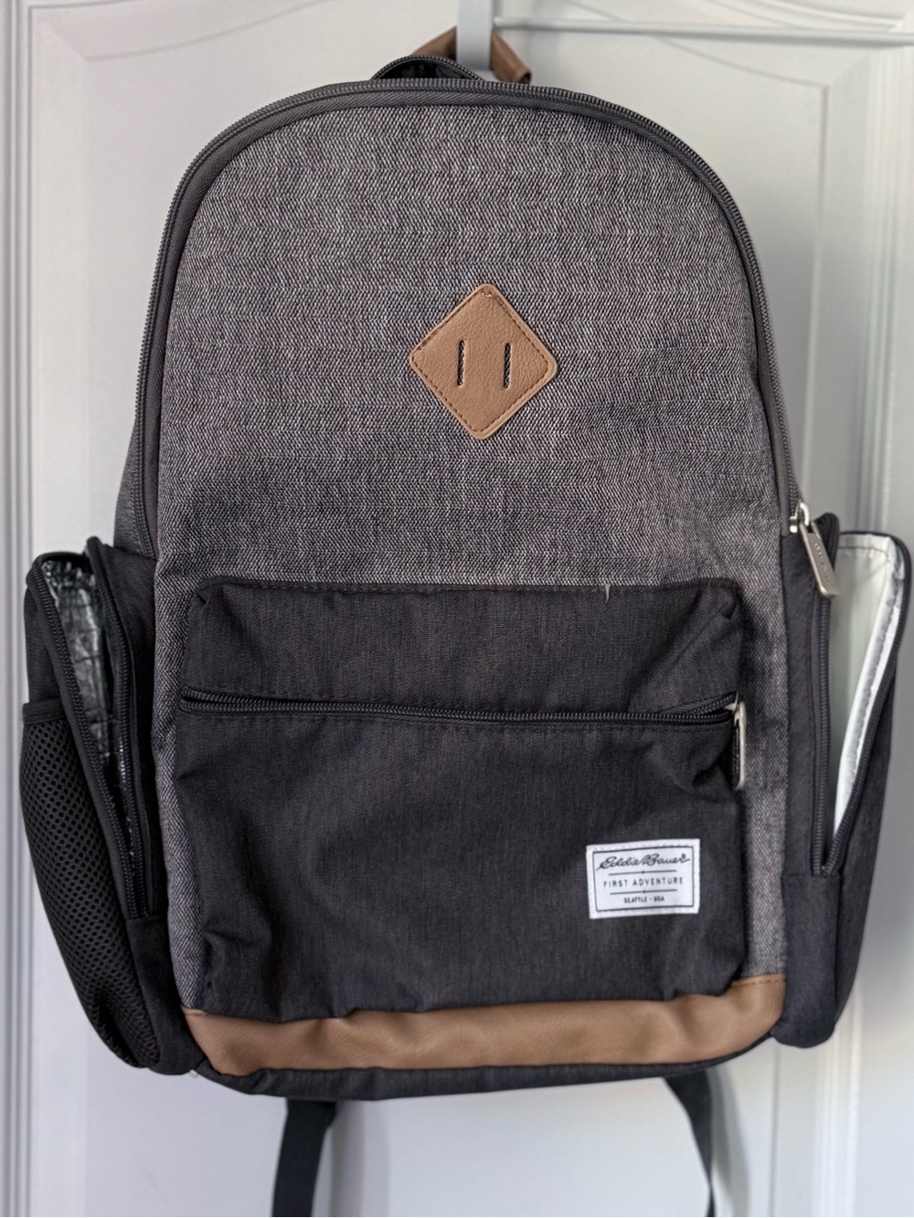 Eddie Bauer Men's Grey Backpack with Tan Accents
